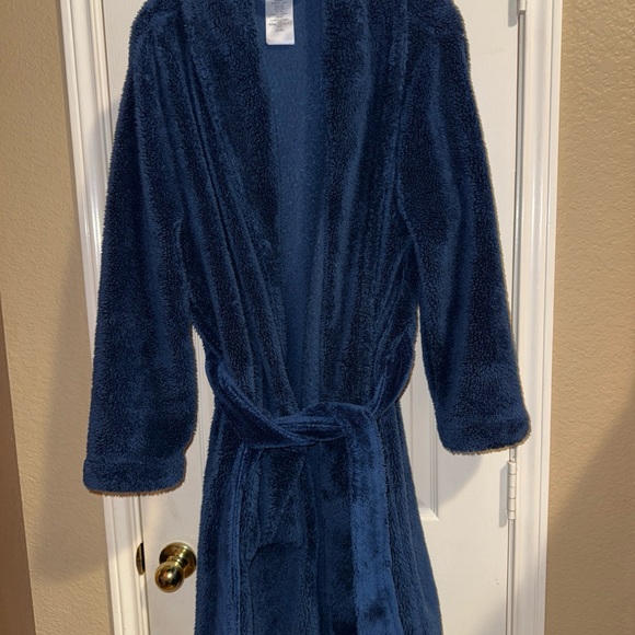 Pottery Barn Teen Classic Navy Blue Bath Robe Unisex OSFA Loungewear Comfy Cozy - Picture 1 of 3